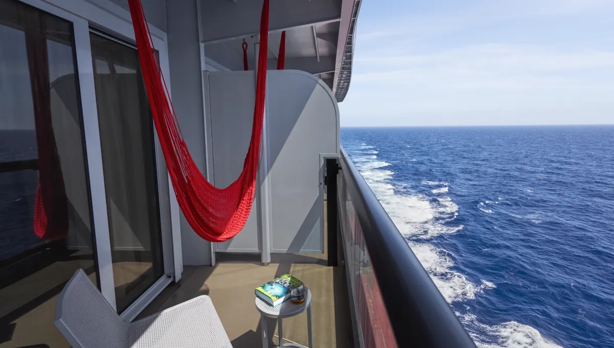 Sea Terrace cabin balcony on a Virgin Voyages ship