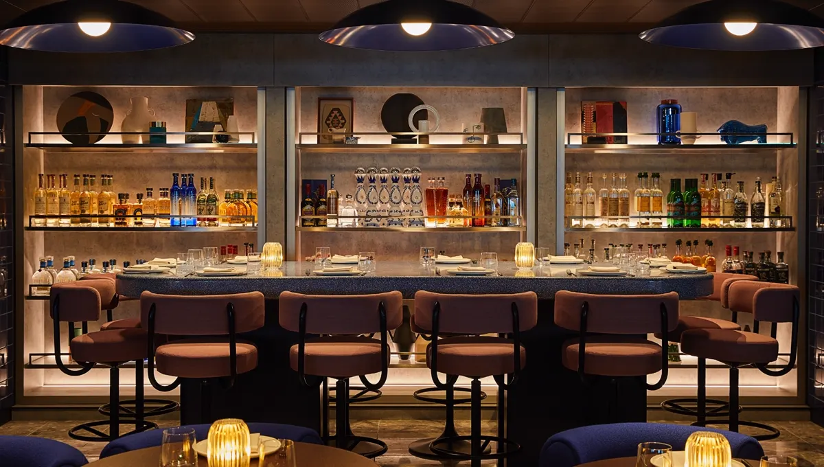 Mezcal bar at Pink Agave on a Virgin Voyages ship