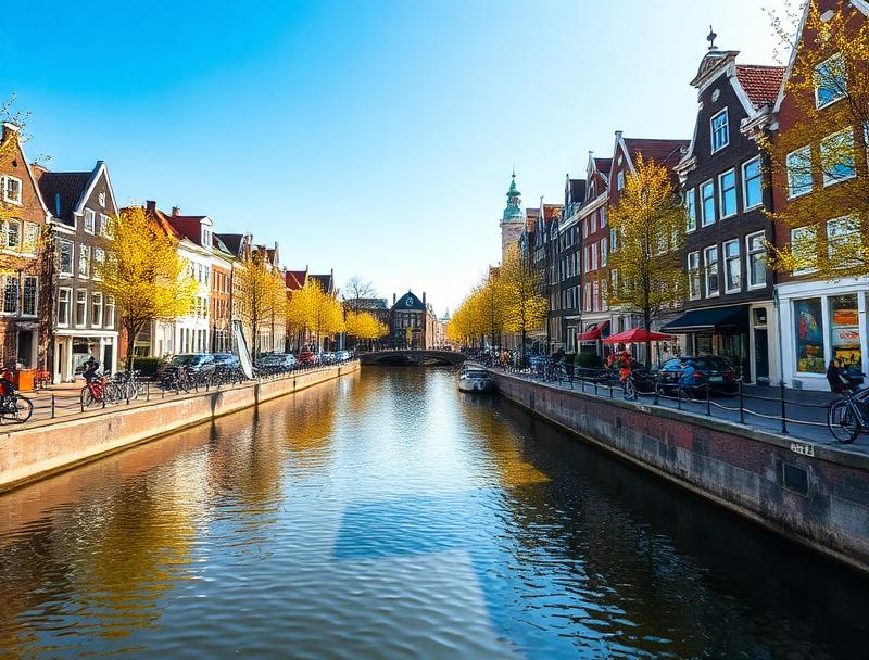 Amsterdam skyline on a sunny day